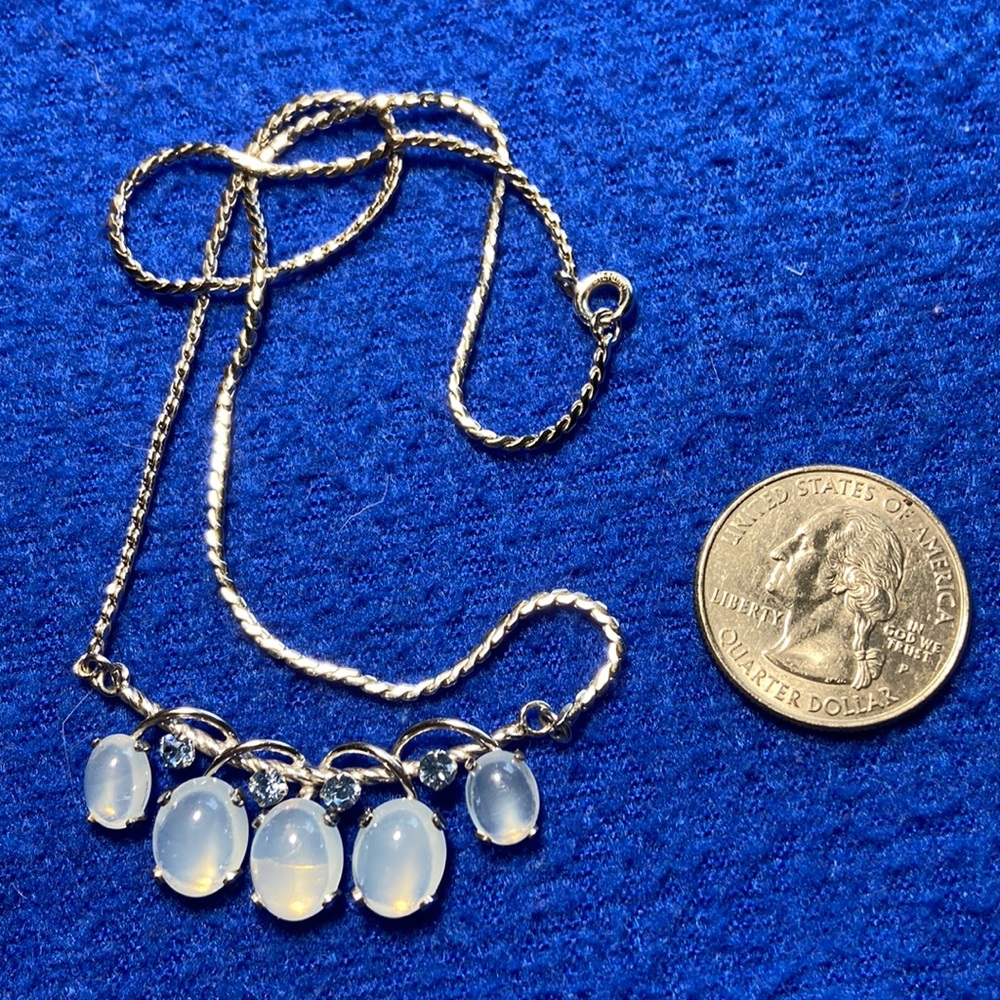 Vintage Van Dell Sterling Silver Necklace with Blue and White Stones